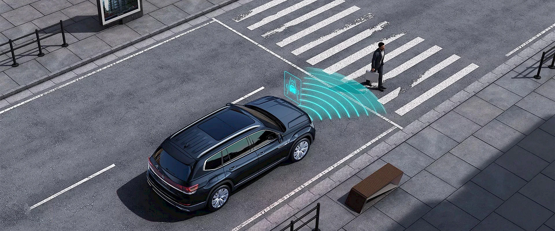 Система Front Assist. Предупреждает о столкновении и останавливает автомобиль в случае опасности.